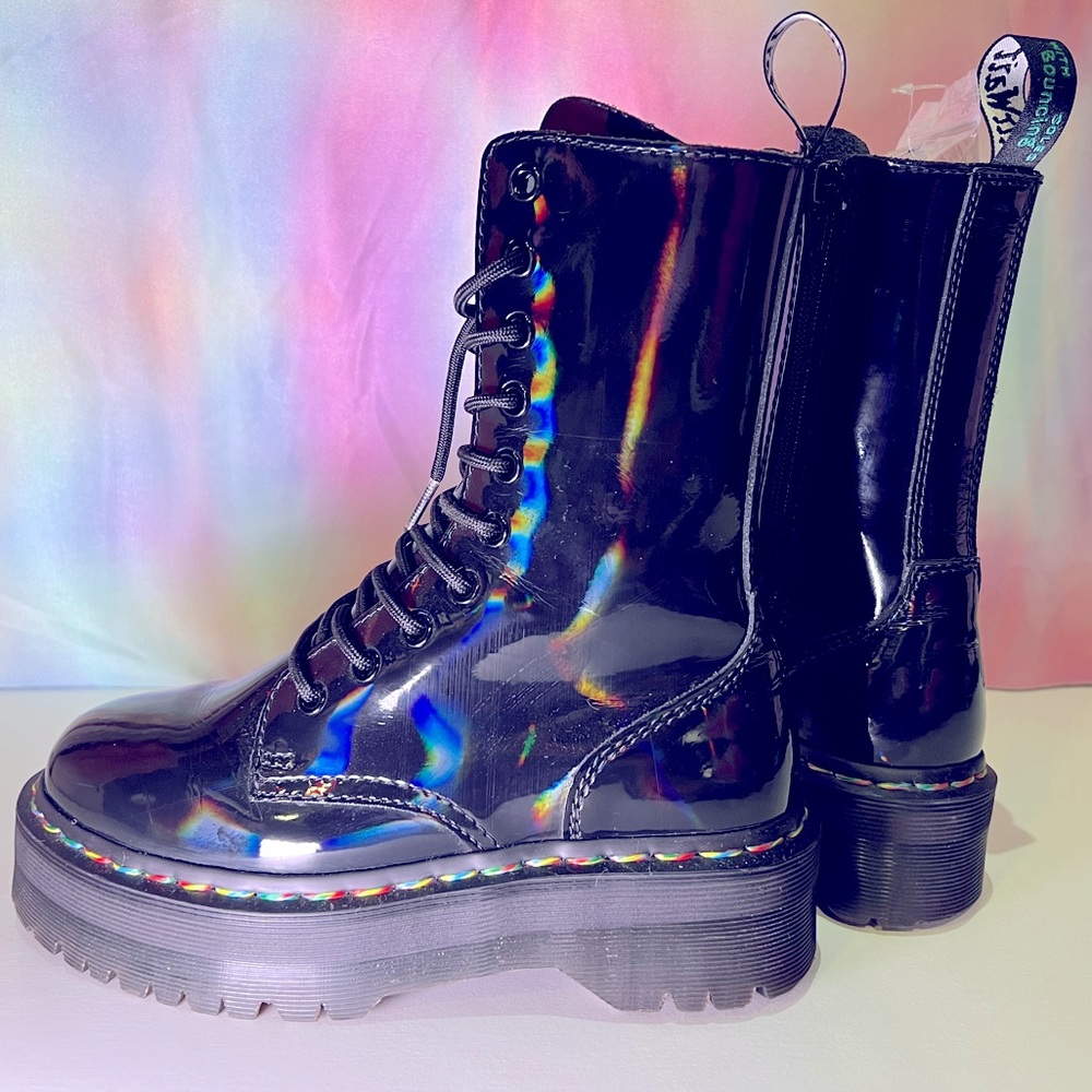 DrMartens rainbow holographic 10 eyelet boots